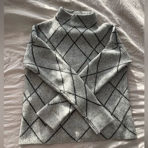 Christian Siriano Womens Size S Wool Blend Mock Neck Sweater Diamond Arglye Gray